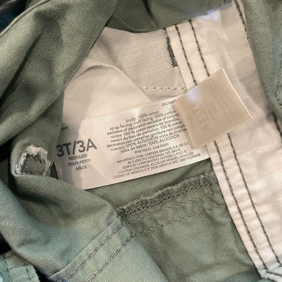 Osh Kosh light olive green  rolled cuffed overalls 3T with pockets front & back - Picture 5 of 7